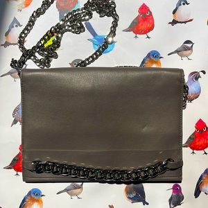 BCBGMAXAZIRA Zaria Convertible Wallet on a Chain. Slate Grey